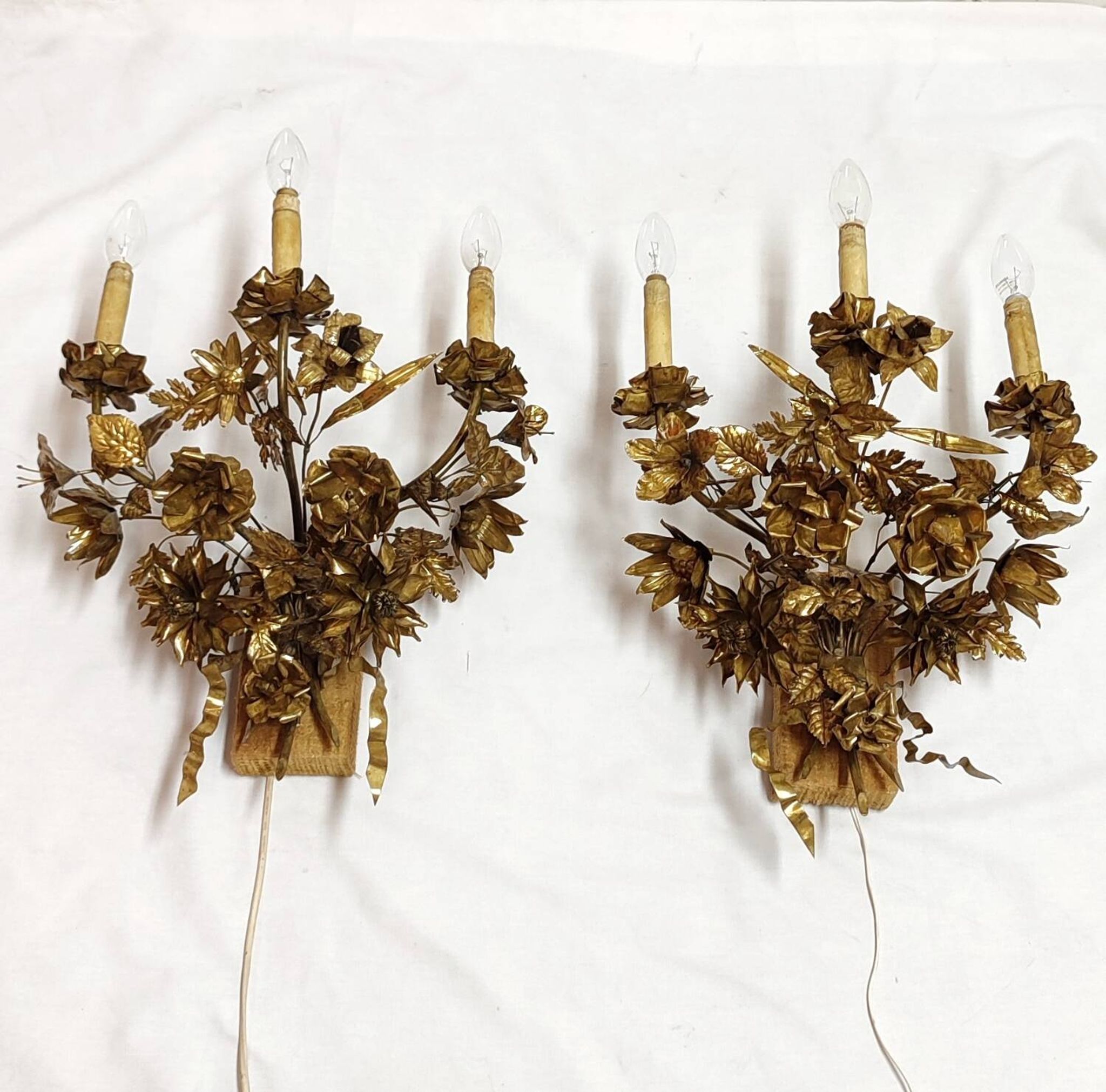 Pair of brass appliques. France, 1960s.