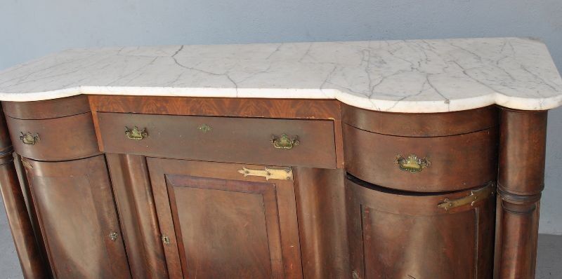 Credenza in mahogany door flame time XIX