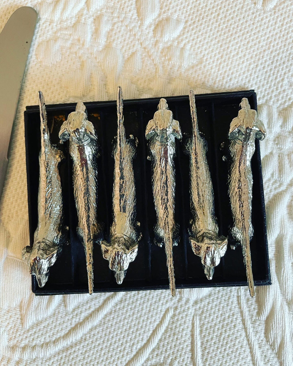 6 doors - vintage dachshund silver metal knife 70