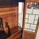 Petite vitrine bibliotheque a petits carreaux et marqueterie ancienne