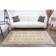 Tapis turc Oushak fait main en laine et coton beige des années 1970 115x202