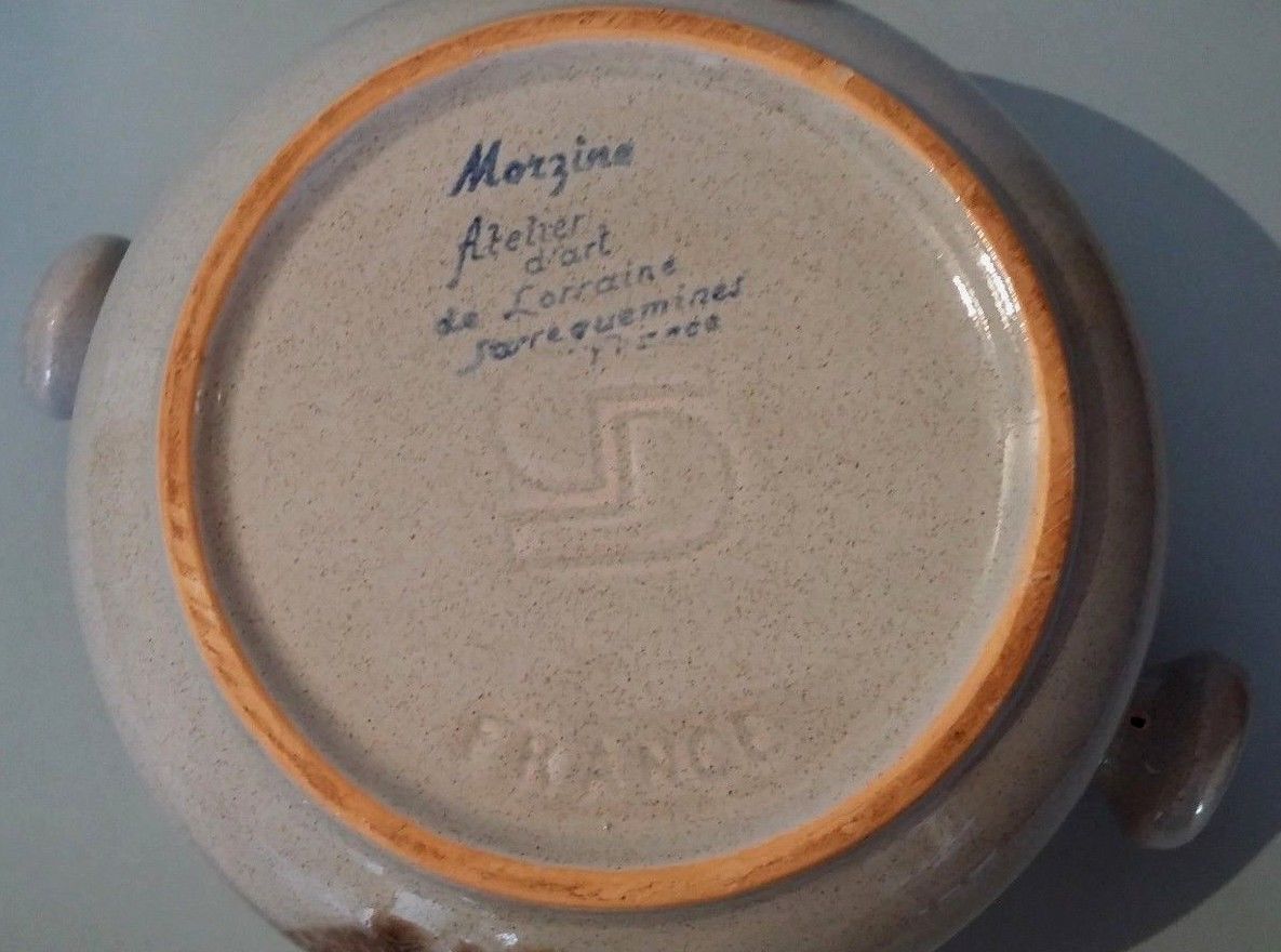 Soupière décor Morzine Art workshop of Lorraine Sarreguemines France