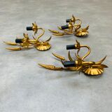 3 wall lamps ear of wheat golden foliage