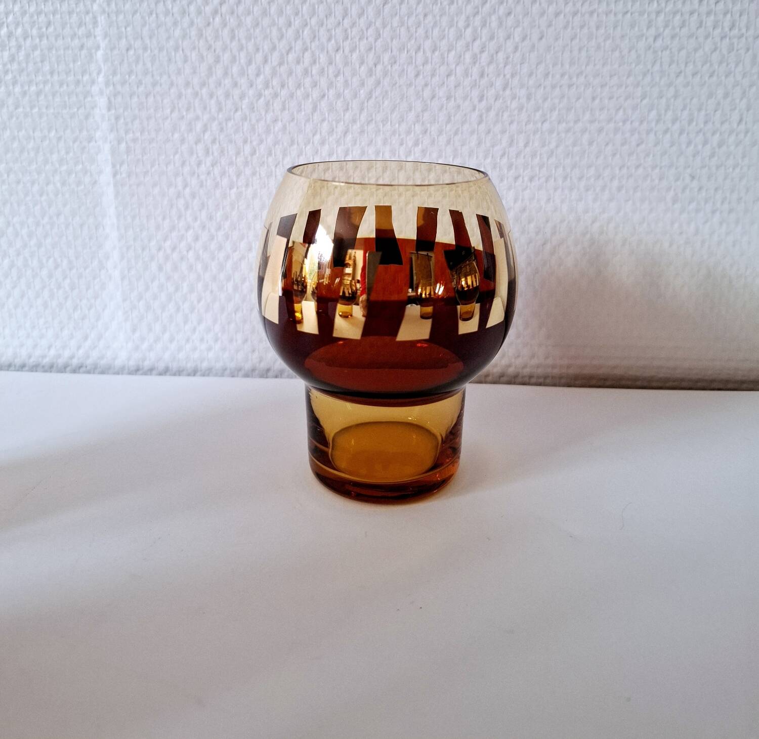 Carafe and its amber/golden glasses from the 70s.