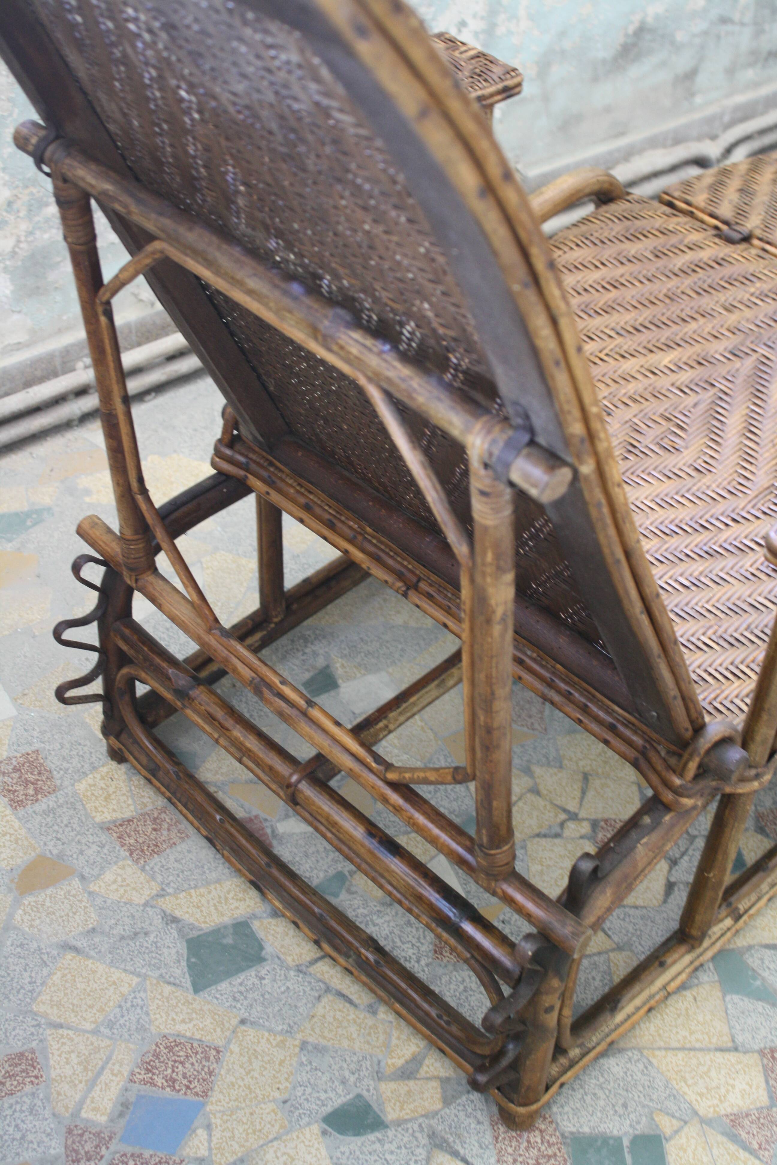 Chair long vintage rattan