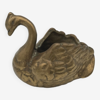 Old zoomorphic pocket tray in bronze, in the shape of a swan
