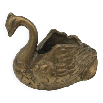 Old zoomorphic pocket tray in bronze, in the shape of a swan