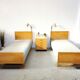 Vintage Scandinavian bed and lamp signed NK 1959