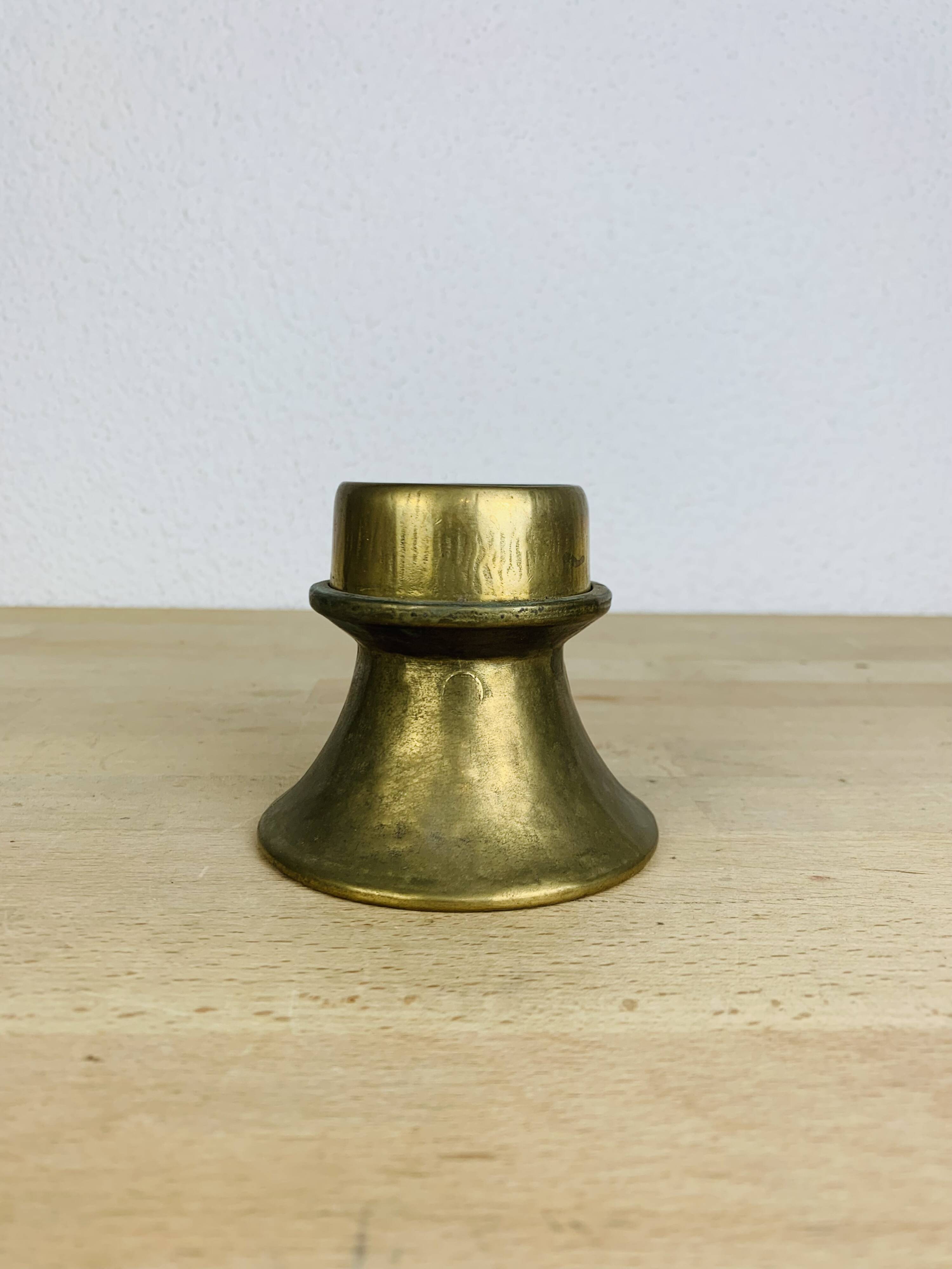 Scandinavian style gold-plated brass candle holder, vintage