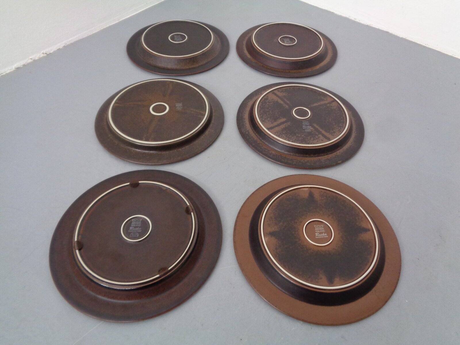 Large Russian Plates by Ulla Procope for Arabia, Set of 6, Finland, 1960s, Set of 6