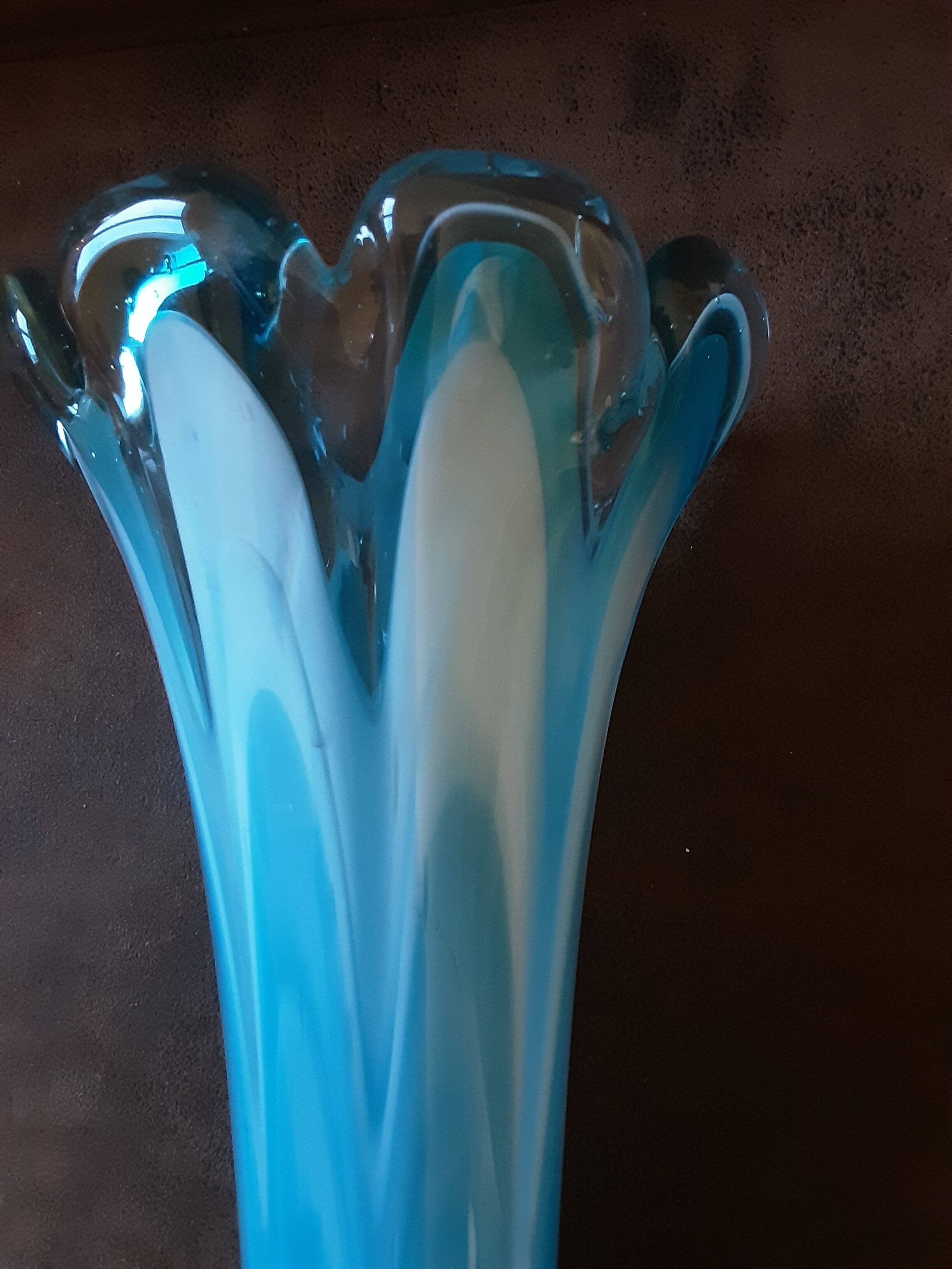 Large turquoise opaline crystal vase