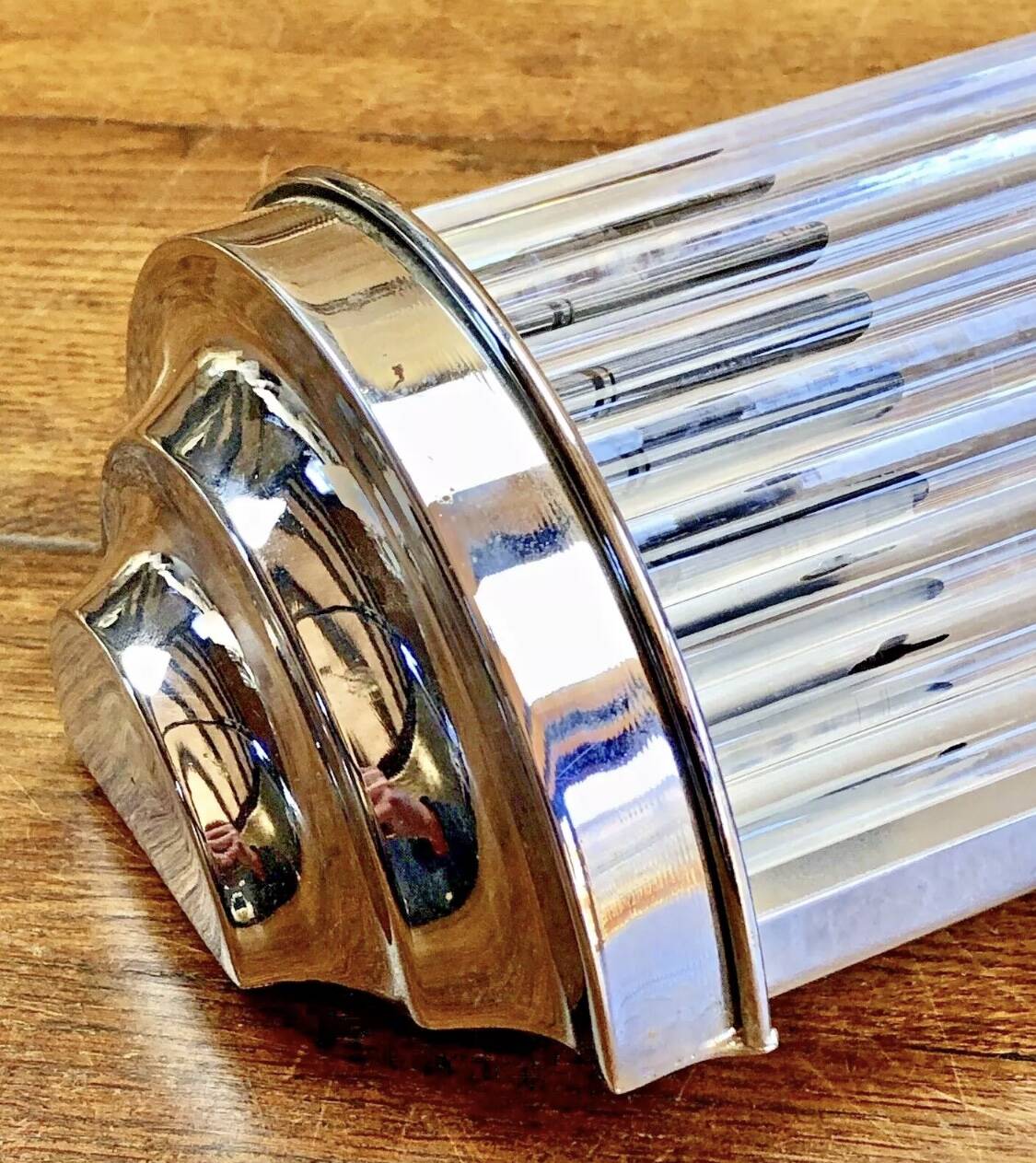 Chrome and glass tube wall light Petitot Genet and Michon c 1950