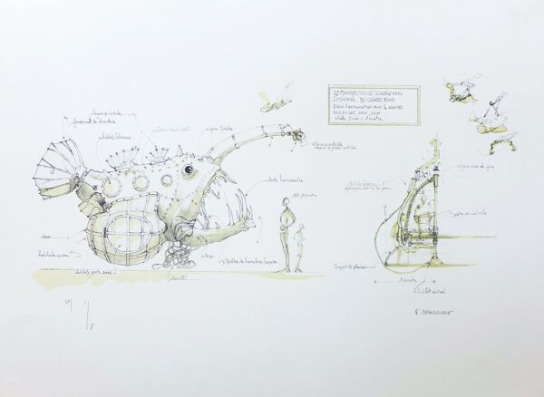 François delaroziere, luminaire des grands fonds, 2008. lithographie originale signée