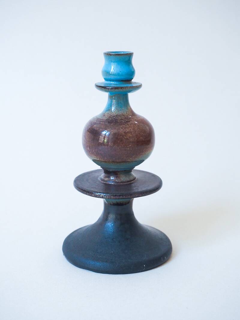 Vintage Vallauris candle holder signed Ferraro in glazed ceramic.