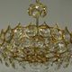 1970s Palwa Chandelier, gold plate and faceted crystals