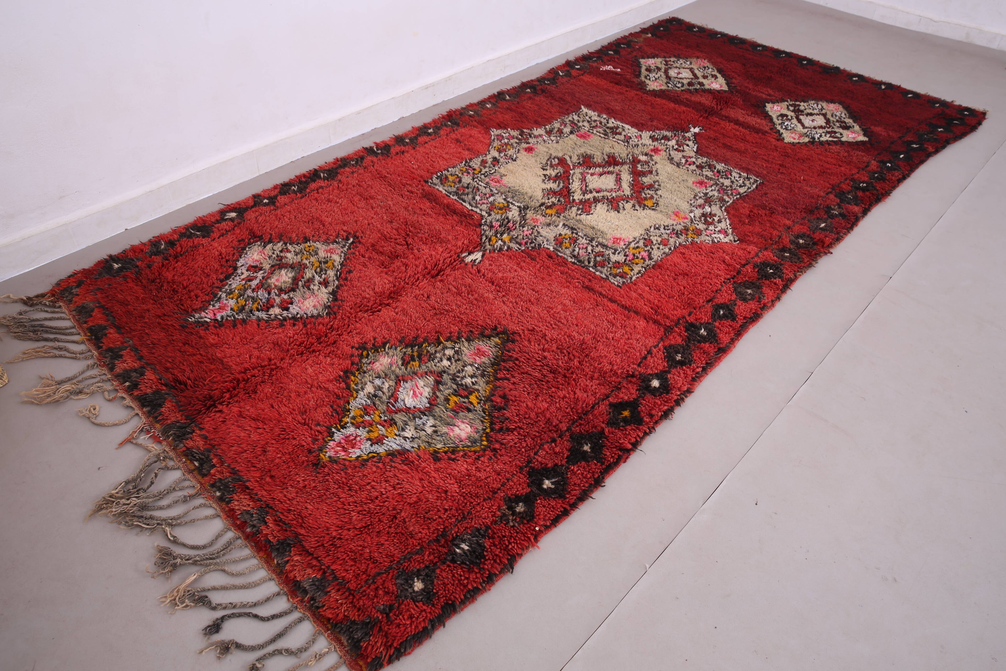 Burgundy Vintage Moroccan Rug 160 x 350 cm - Berber Wool Rug - Handmade rug
