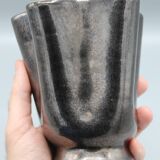 Vase vintage ceramique jaune et noir design annees 50 60