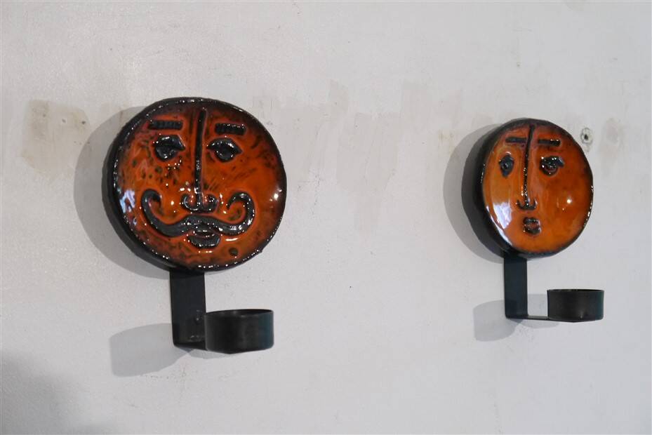 Pair of ceramic wall candlesticks by Lars Bergsten 1970