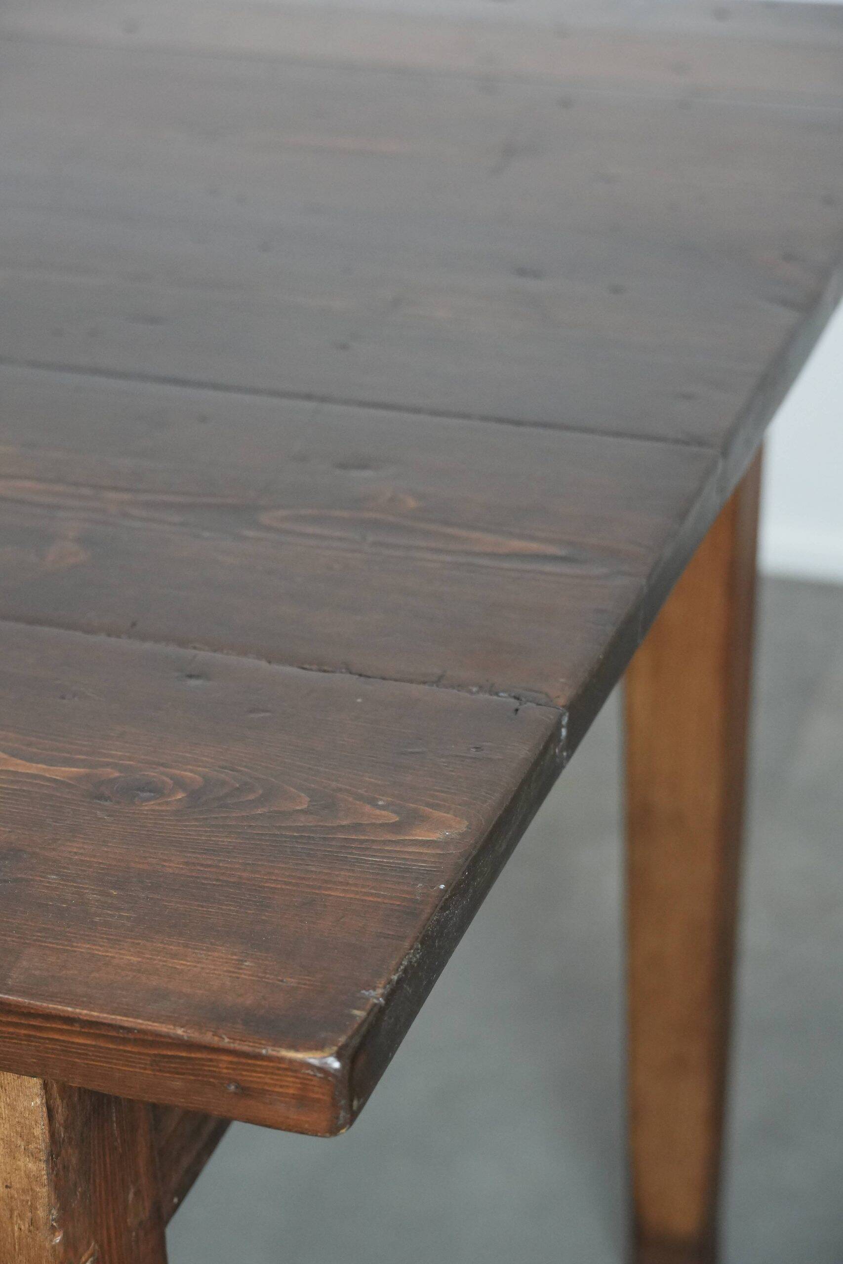 Authentic large French farmhouse antique XXL dining table with two drawers