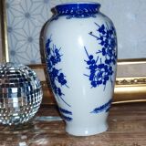 Vase fleurs bleu japan
