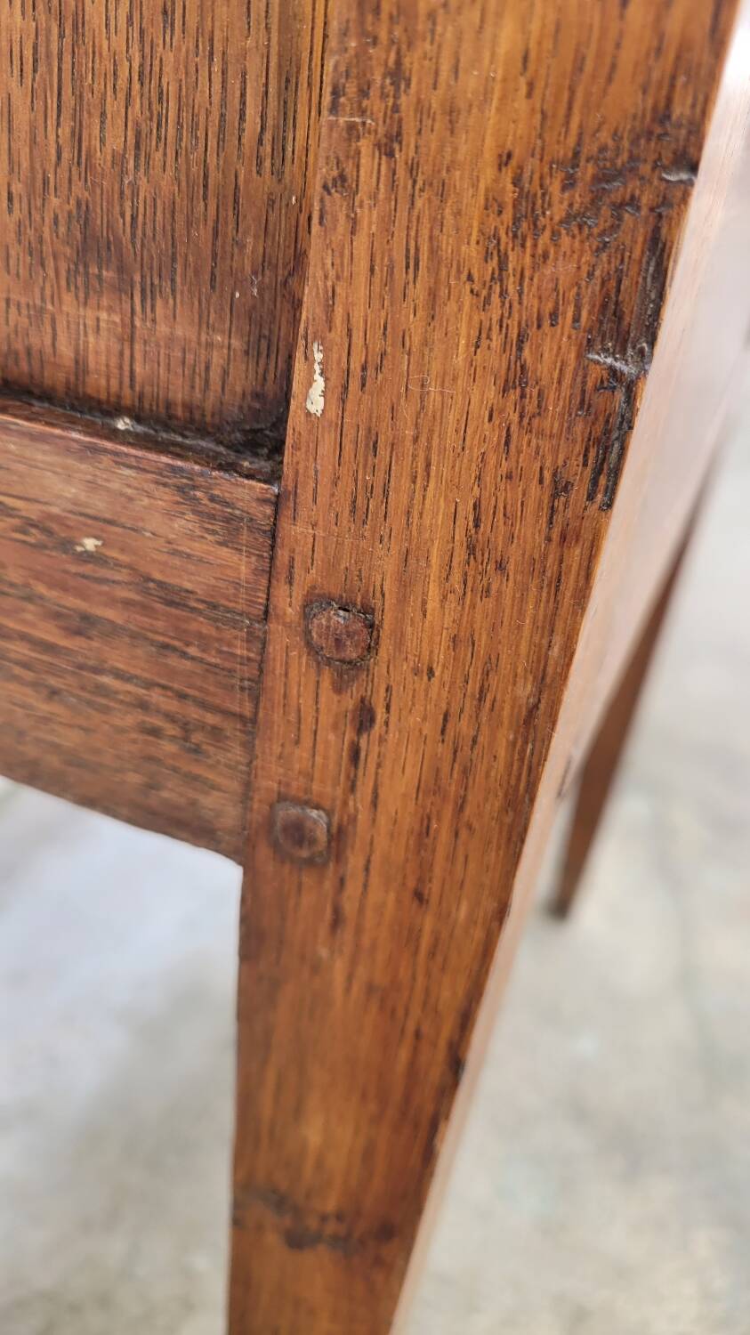Rustic bedside table in solid oak 2 drawers - 19th