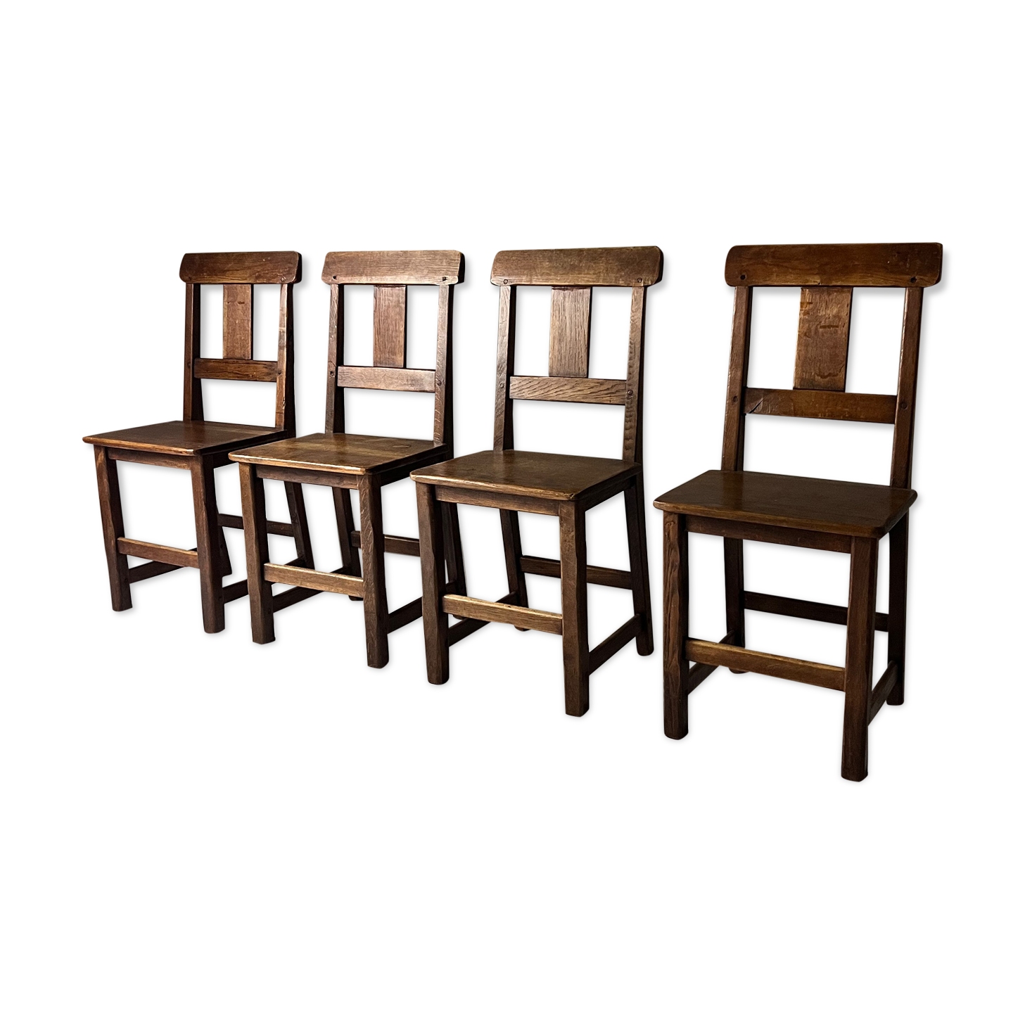 Set of 4 antique oak dining chairs, 1900s