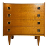 Vintage wooden chest of drawers with compass feet