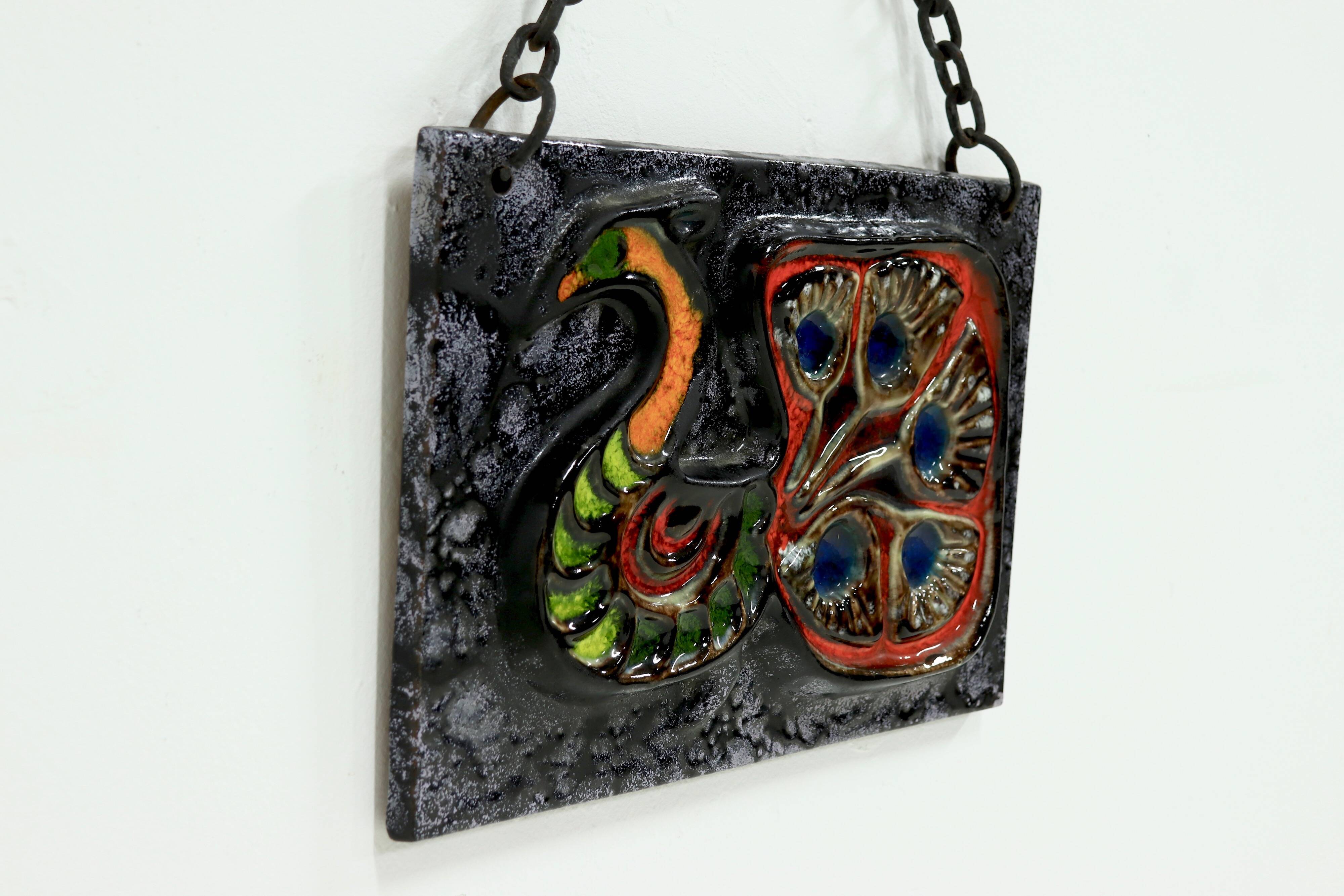 Glazed Ceramic Wall Plaque by Ruscha 1970s