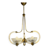 Lustre vénitien en verre de Murano et laiton , vers 1950