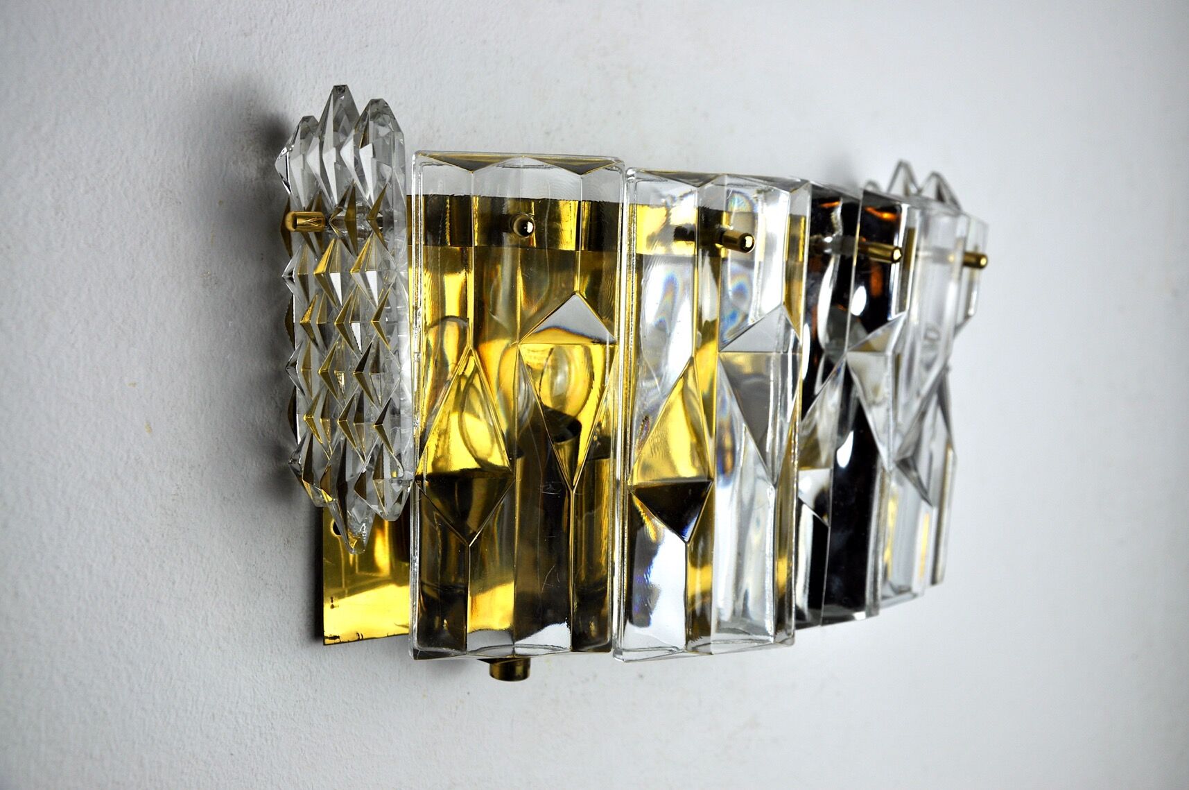 Kinkeldey wall lamp, 6 crystals, Germany, 1970