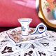 Handcrafted enameled ceramic candle holder signed vintage Rouen style decor
