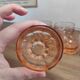 Set of 6 vintage Rosaline liqueur glasses in translucent pink glass