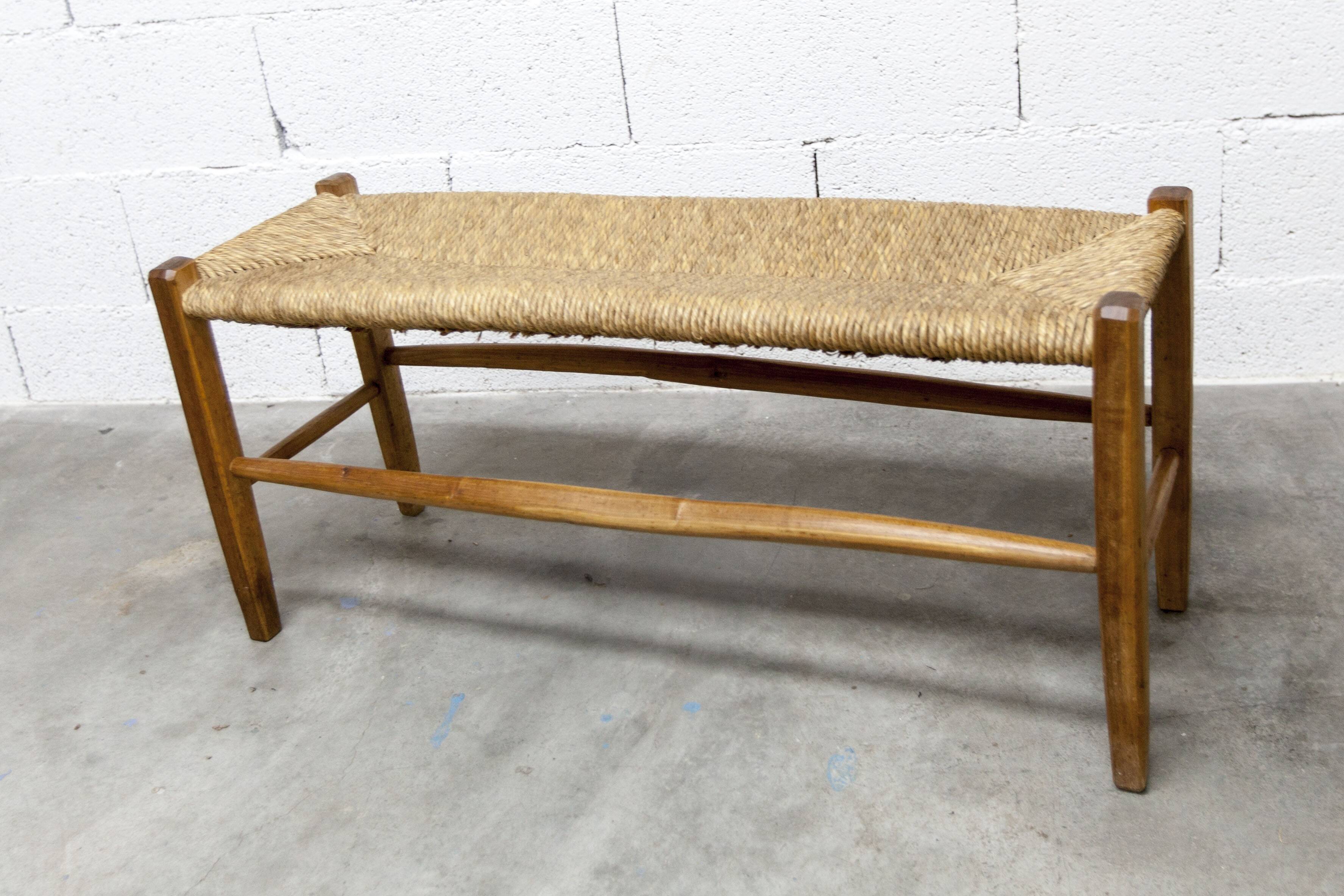 Rustic artisanal brutalist bench 1960 93cm