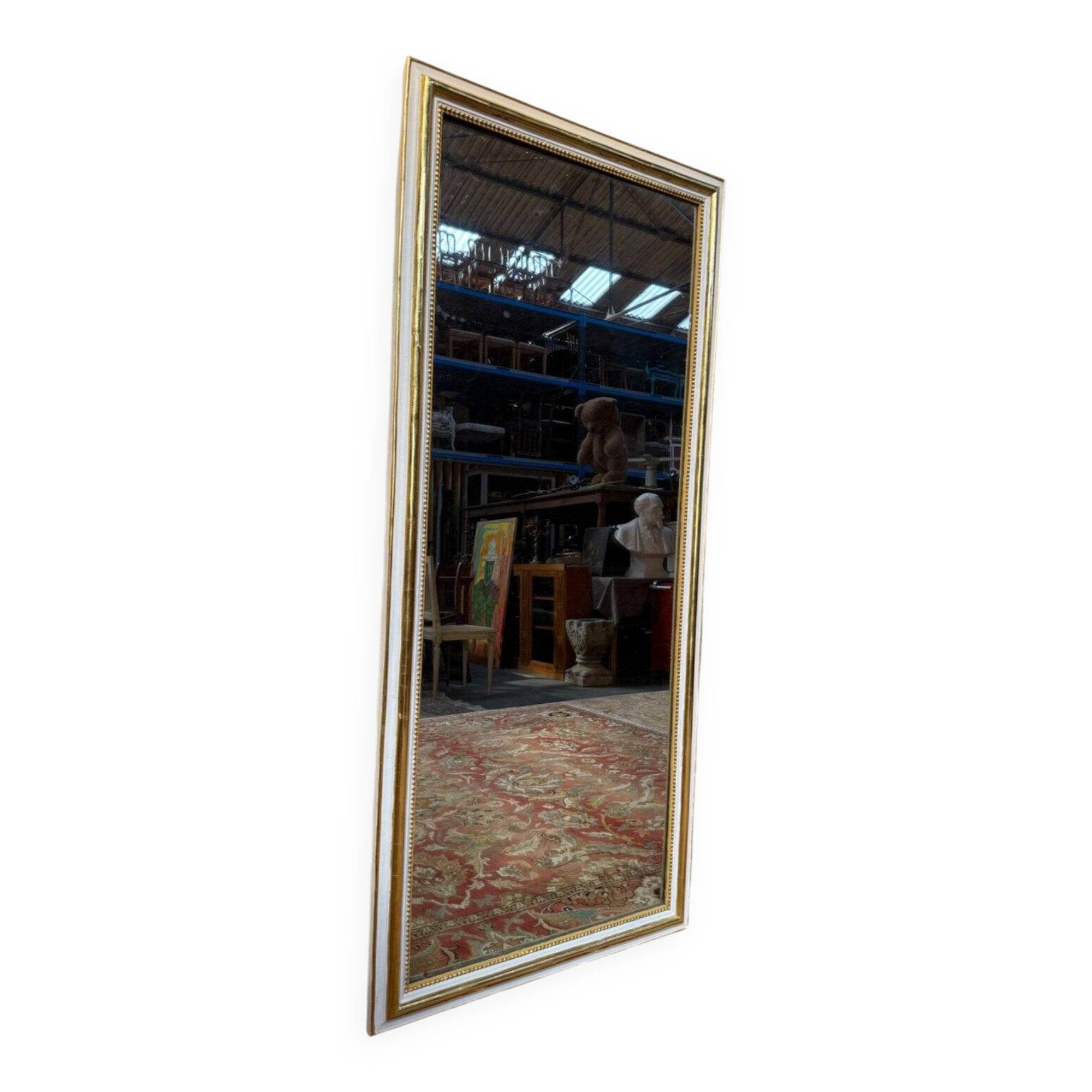 Mirror of the in-between – Louis XVI style – White lacquered and gilded with gold leaf