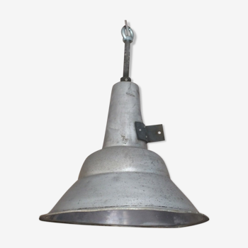 Industrial pendant light with glass, 1950-60