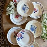 Set of 8 mismatched vintage soup plates