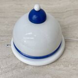 Vintage glass blue and white wall lamp sconce , 1970s
