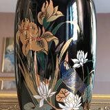 Japanese 'kacho' vase decorated with flowers and a bird