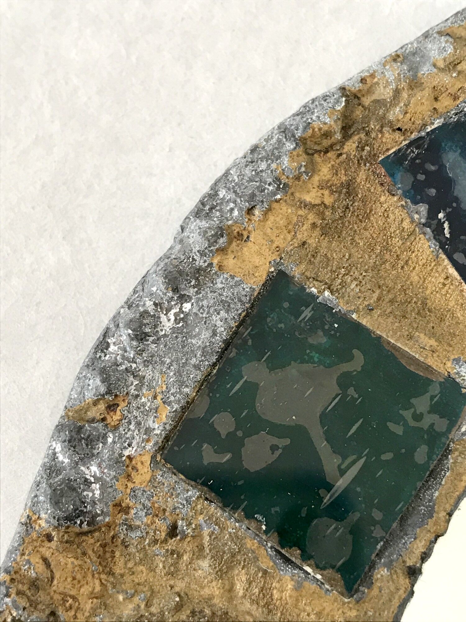 Vintage lead and talosel mirror by Iréna Jaworska 70s