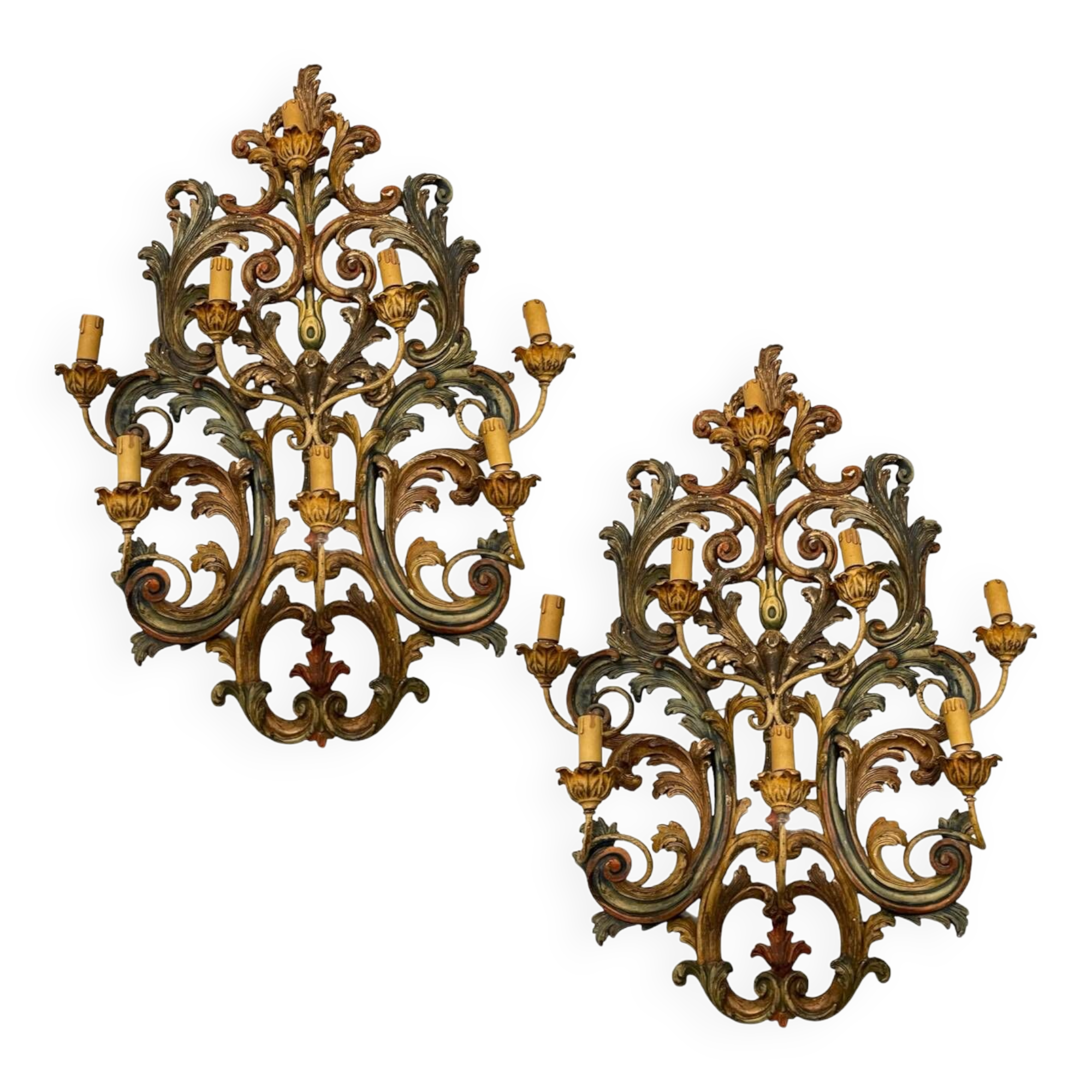 Large Italian Wooden Sconces 1950’s
