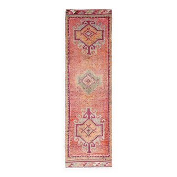 3x11 Pale Orange & Vintage Runner Rug, Handmade Orientel Runner, 96x338Cm