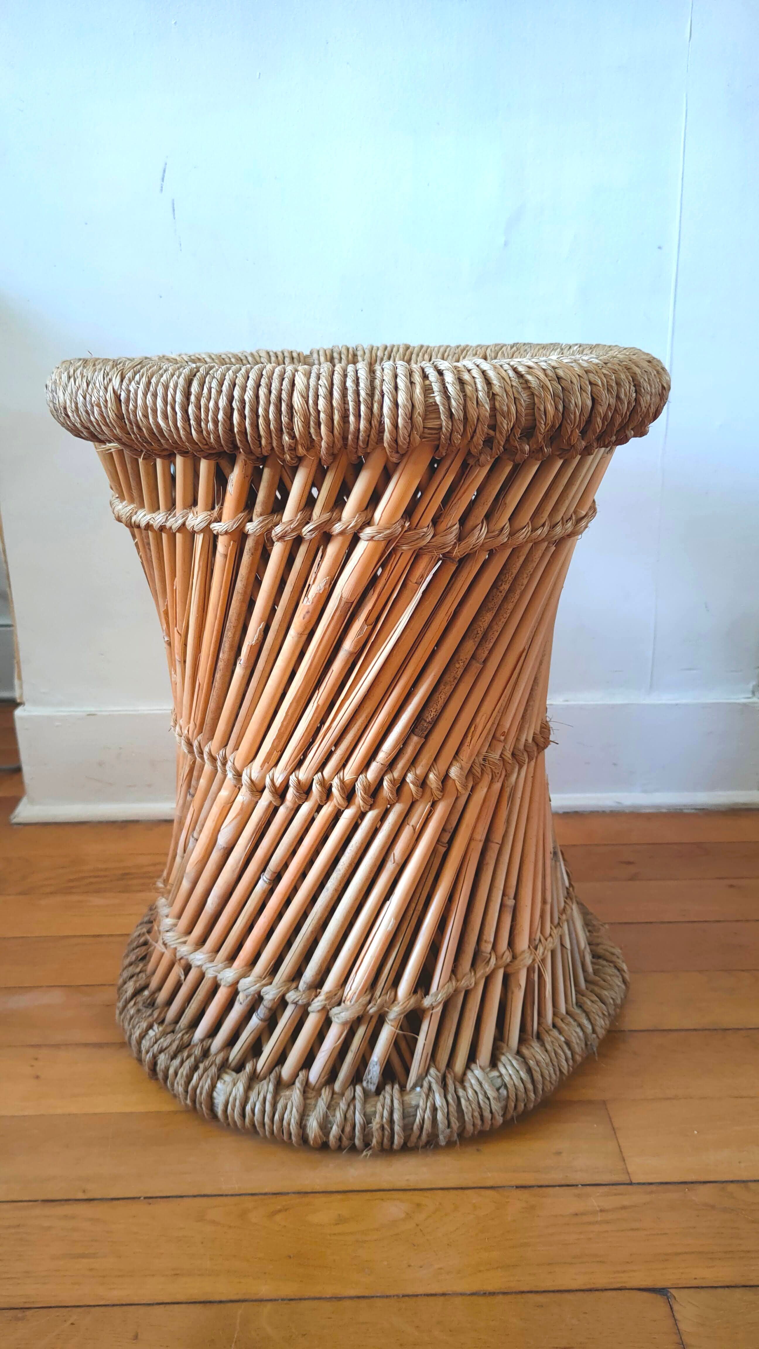 Vintage wicker and rope stool