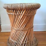 Vintage wicker and rope stool