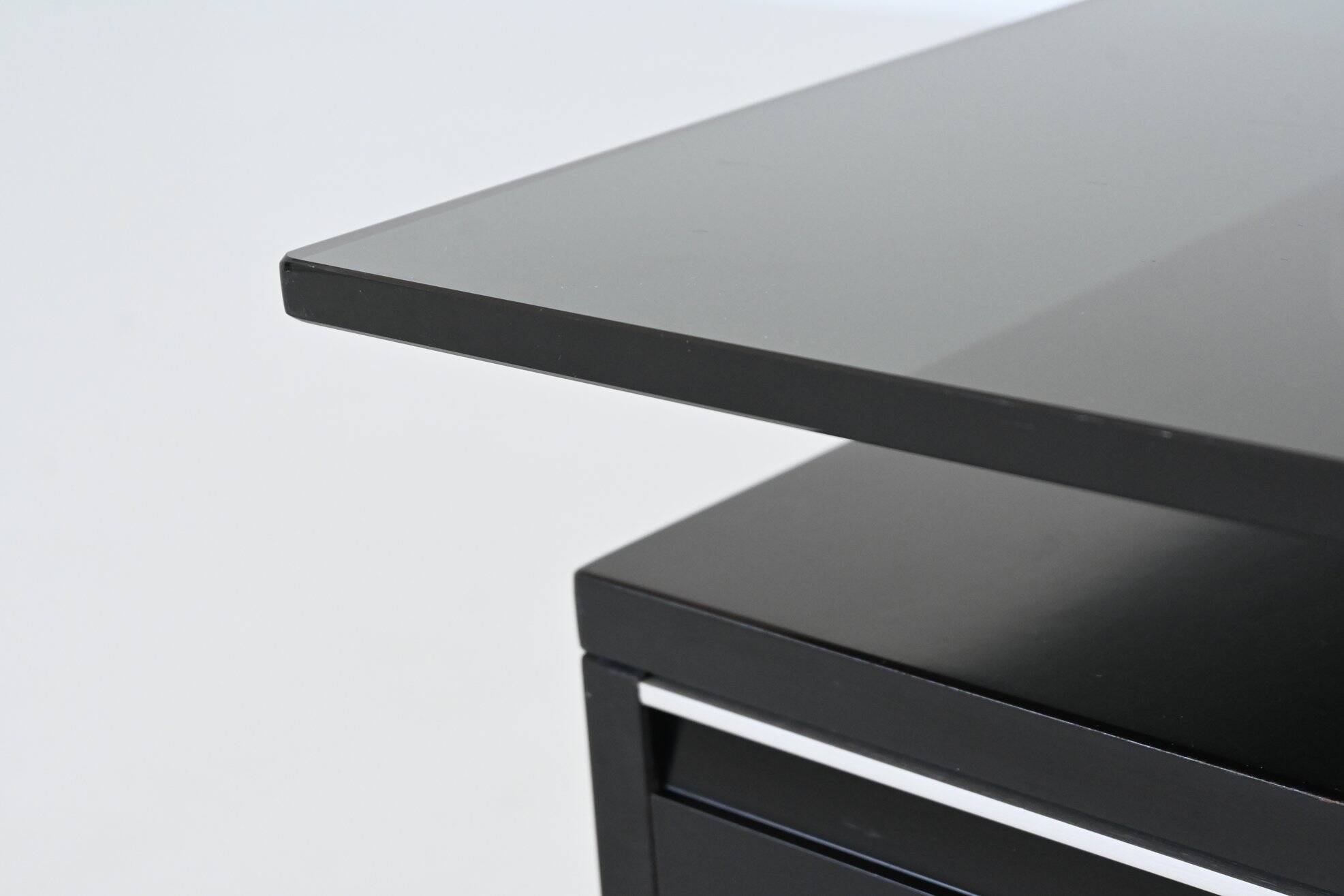 Bureau d'angle exécutif Abbondinterni en acajou et verre, Italie, 1970