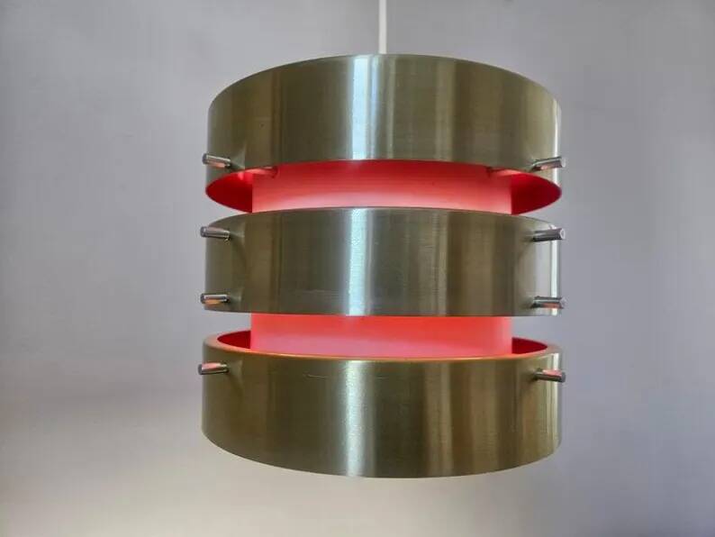 Rare Midcentury Pendant in style of Jo Hammerborg, Denmark, 1970s