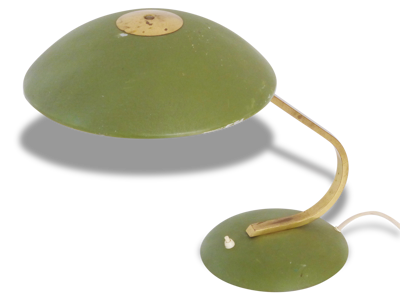 Importante lampe de bureau soucoupe kaki 1950 vintage 50's rockabilly desk lamp