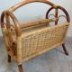 Magazine holder in rattan and braided wicker / vintage 60s-70s