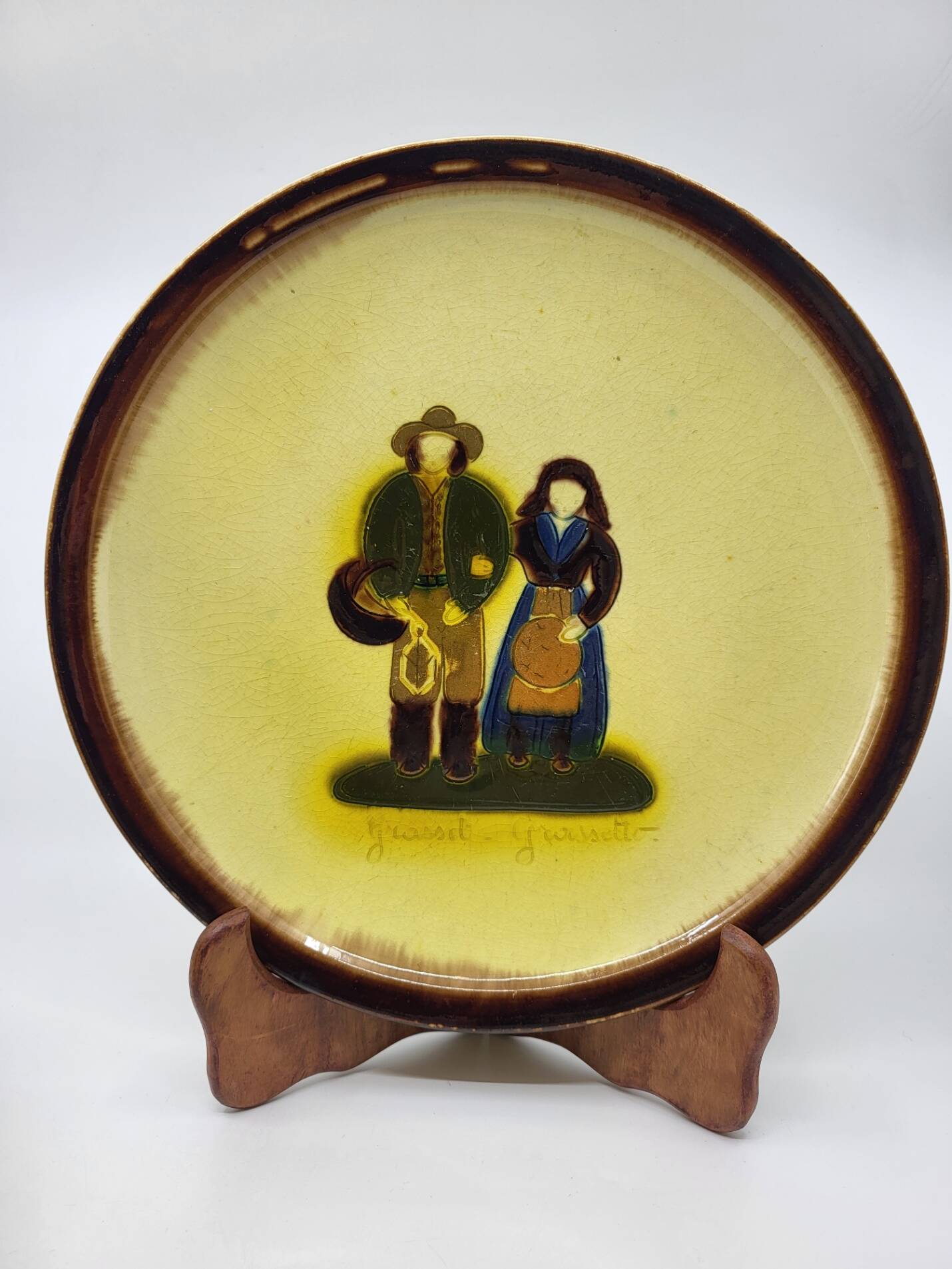 Dessert service Atelier Cerenne Vallauris Santons of Provence France 1950