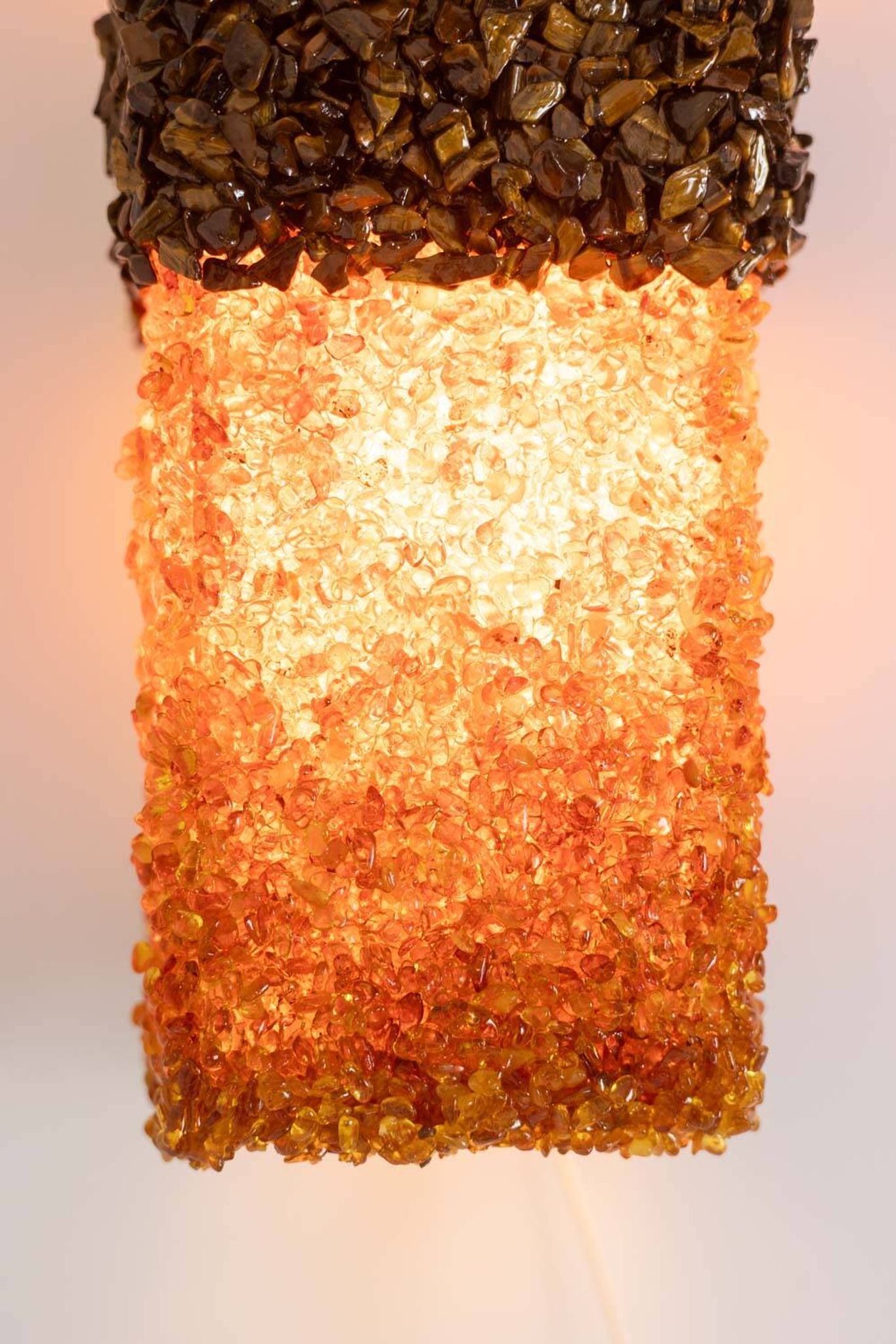 Pair of "Honey" wall lights in amazonite and amber. Contemporary work.