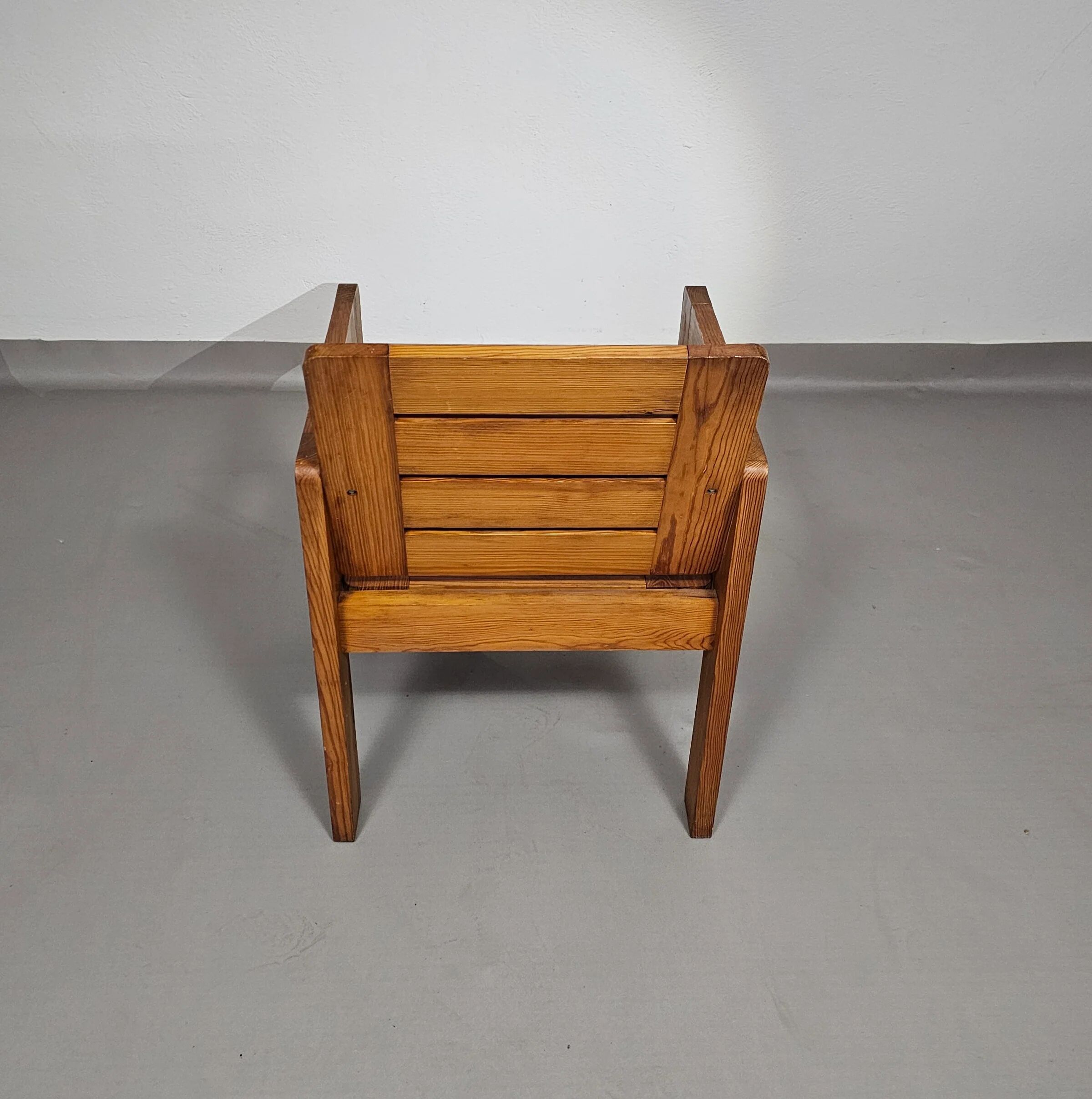 Pine wood chair 1970s with foldable seat